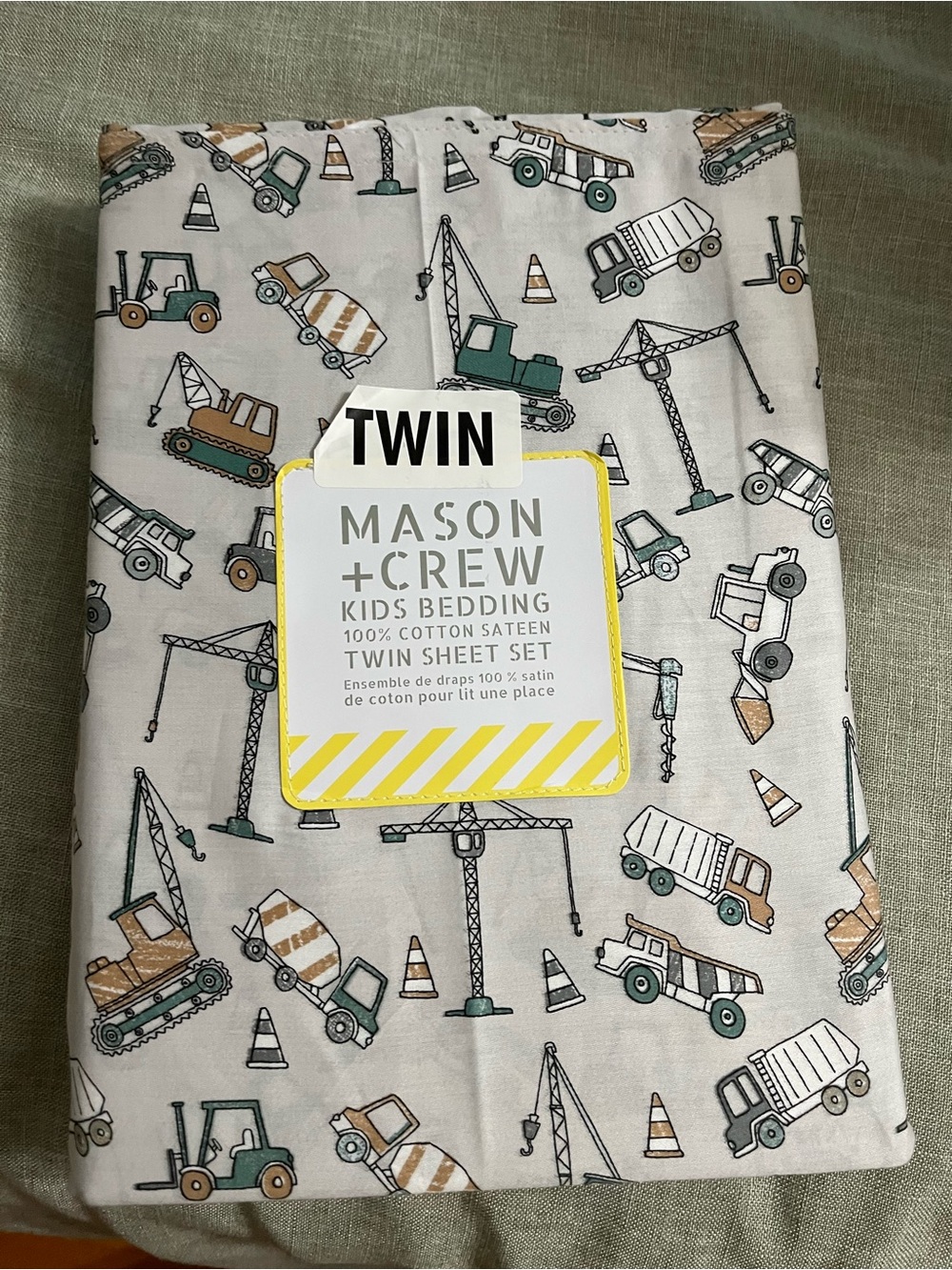 Kids Construction Twin Sheet Set - Multi-Color